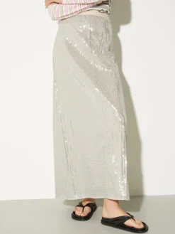 Sequinned tulle skirt - powder