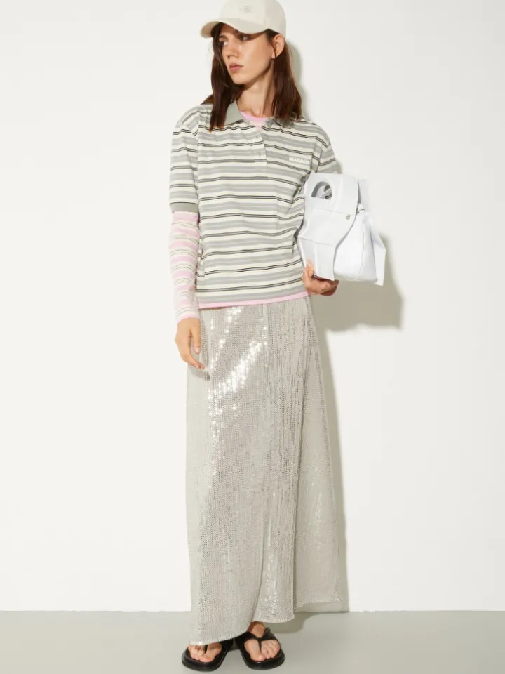 Sequinned tulle skirt - powder