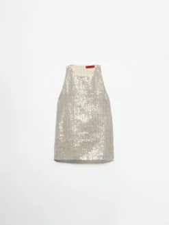 Sequinned tulle top - powder