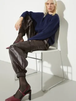 Shiny leather pumps - ruby
