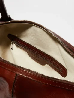 Shiny leather tote bag - brown