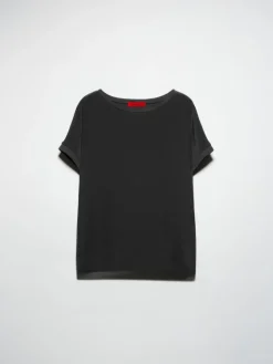Silk and jersey T-shirt - black