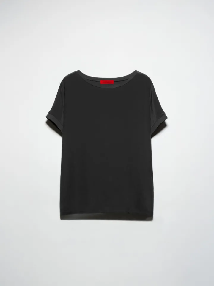 Silk and jersey T-shirt - black