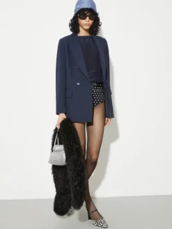 Silk and jersey T-shirt - navy