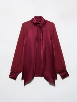 Silk satin and georgette blouse - cherry