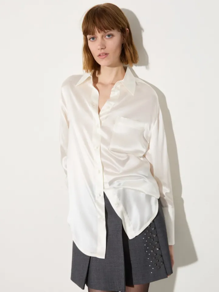 Silk-satin shirt - ivory