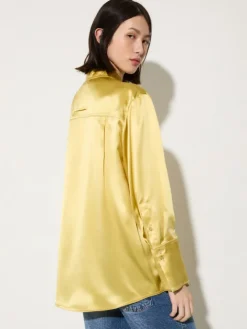 Silk-satin shirt - yellow