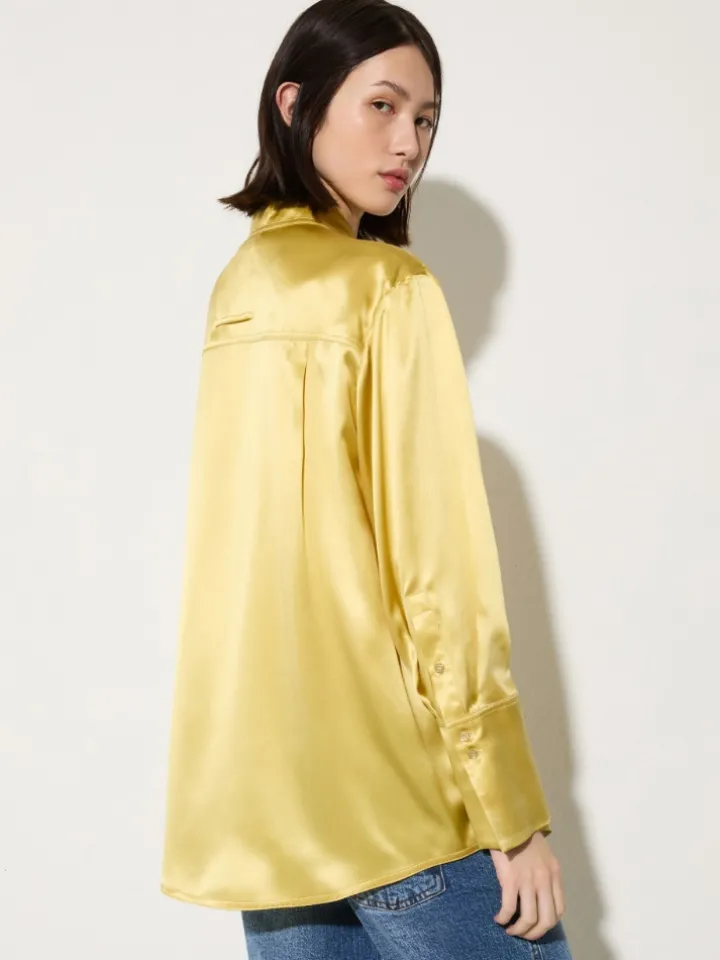 Silk-satin shirt - yellow