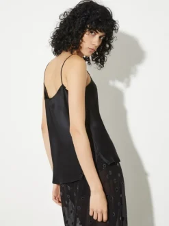 Silk-satin top - black