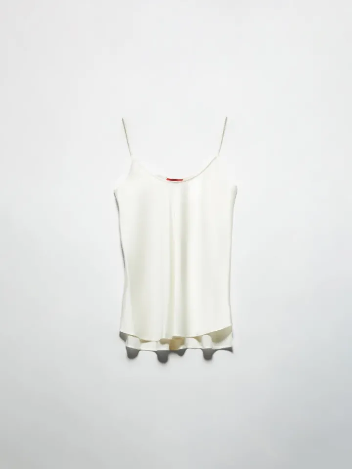 Silk-satin top - white