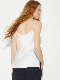 Silk-satin top - white
