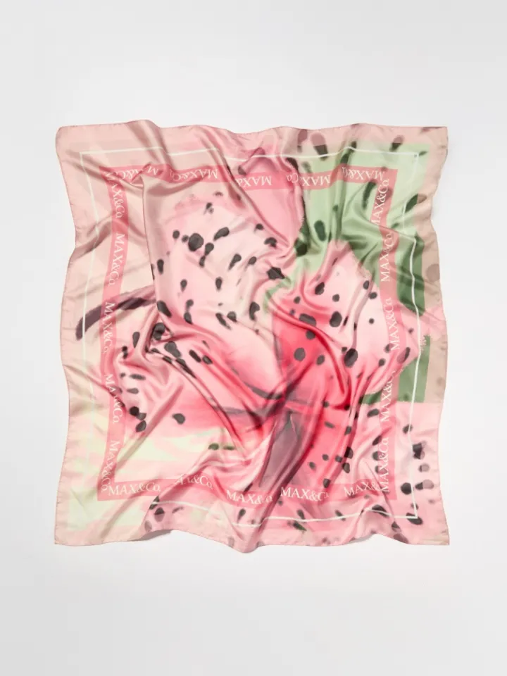 Silk-twill scarf - orchis rose