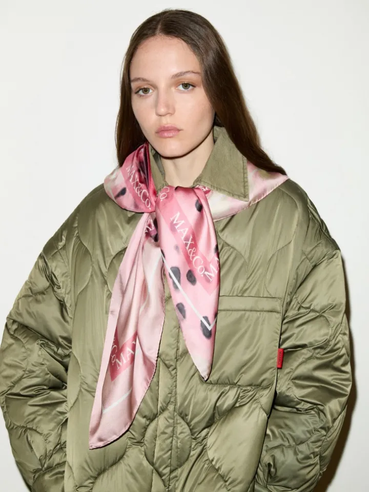 Silk-twill scarf - orchis rose
