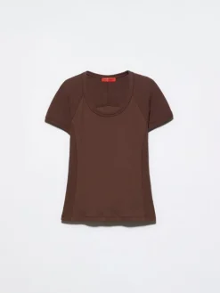 Slim-fit cotton-jersey T-shirt - chocolate