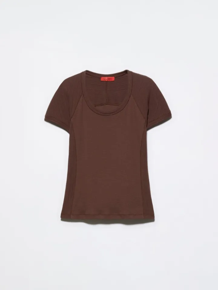 Slim-fit cotton-jersey T-shirt - chocolate