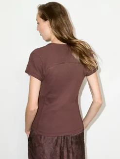 Slim-fit cotton-jersey T-shirt - chocolate