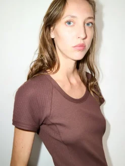 Slim-fit cotton-jersey T-shirt - chocolate