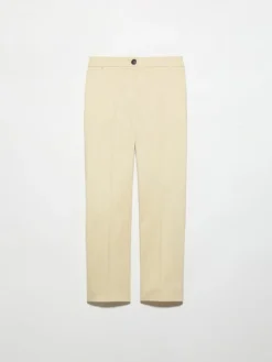 Slim-fit cotton-satin trousers - beige