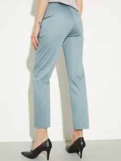 Slim-fit cotton-satin trousers - quartz
