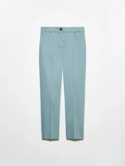 Slim-fit cotton-satin trousers - quartz