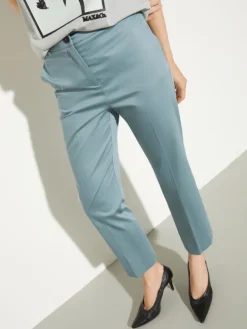 Slim-fit cotton-satin trousers - quartz