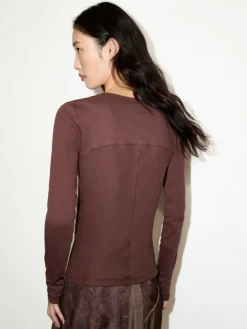 Slim-fit granddad top - chocolate