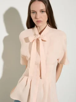 Slim-fit pure linen shirt - powder