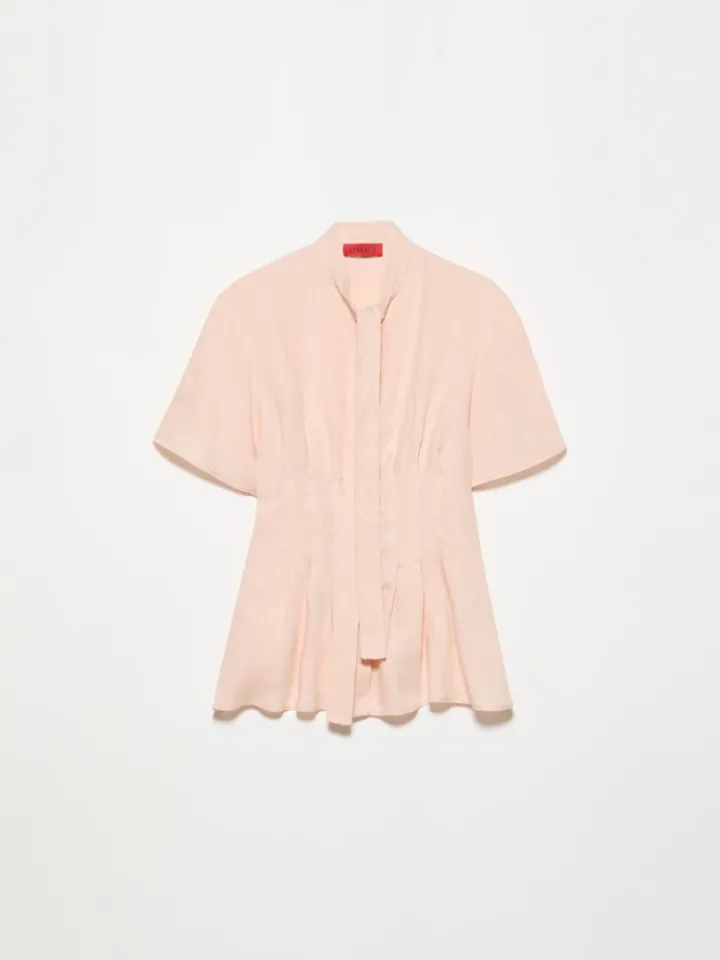 Slim-fit pure linen shirt - powder