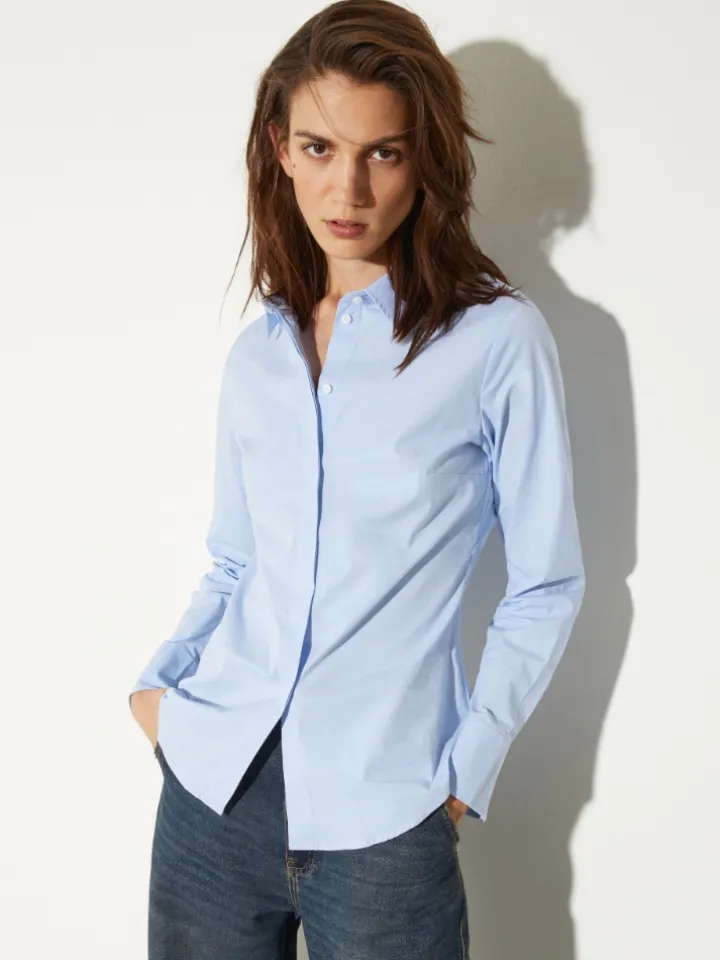 Slim poplin shirt - light blue