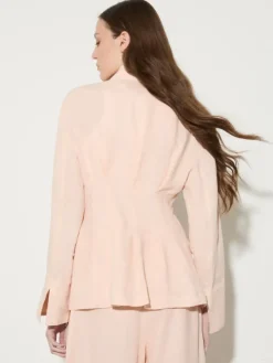 Slim pure linen blazer - powder
