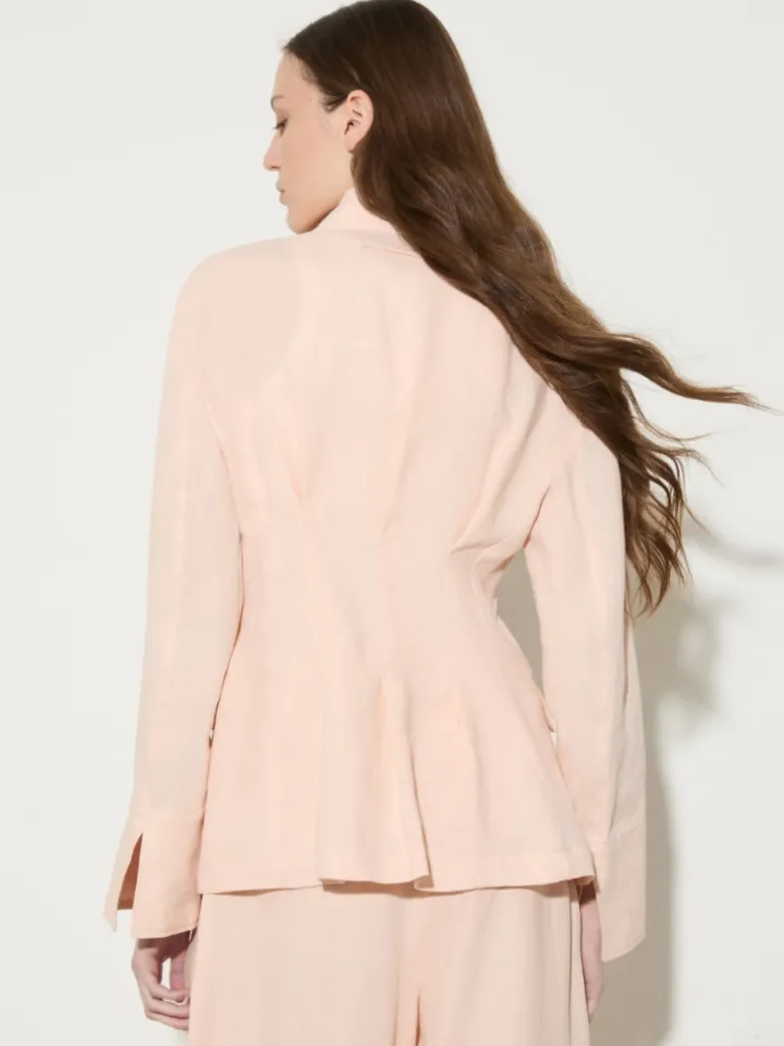 Slim pure linen blazer - powder