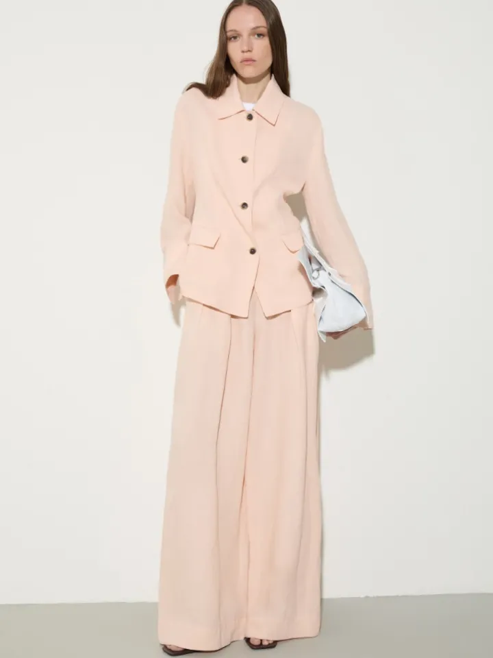 Slim pure linen blazer - powder