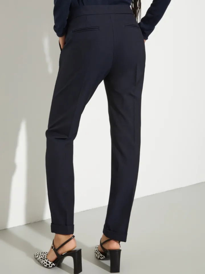 Slim trousers with turn-ups - navy