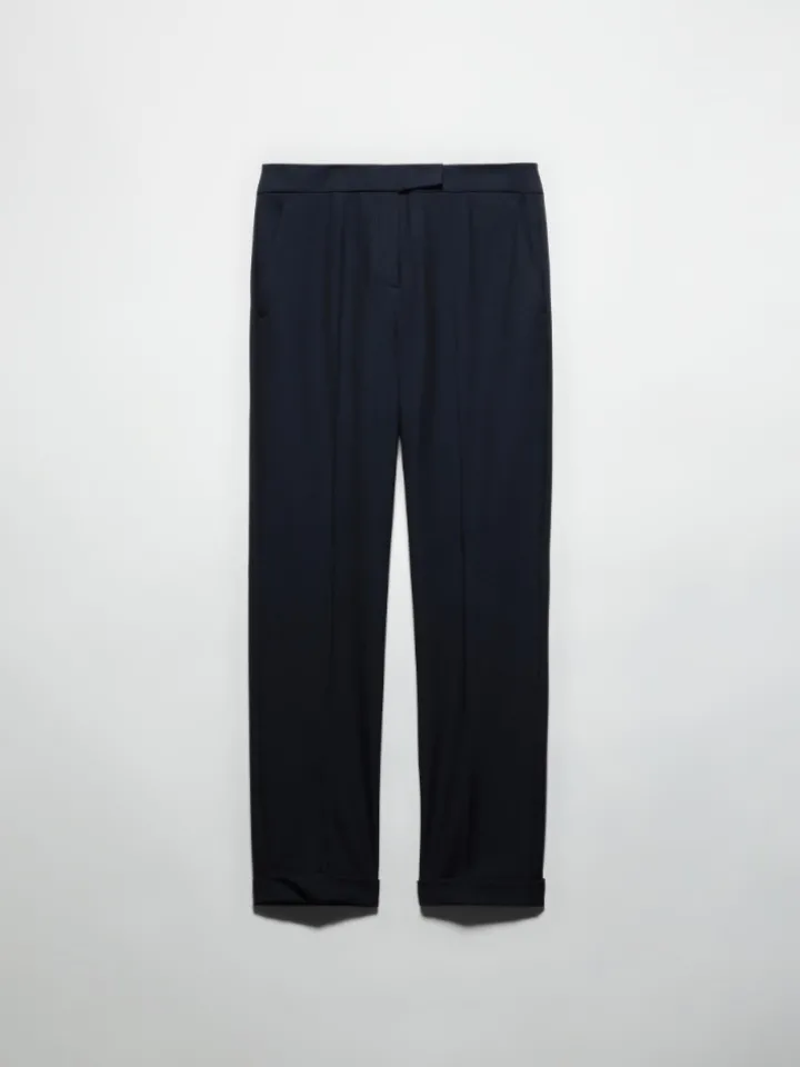 Slim trousers with turn-ups - navy