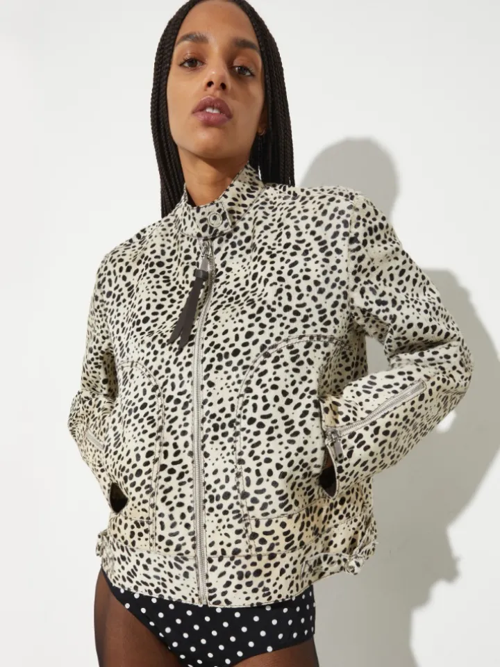 Spotted calf hair jacket - beige