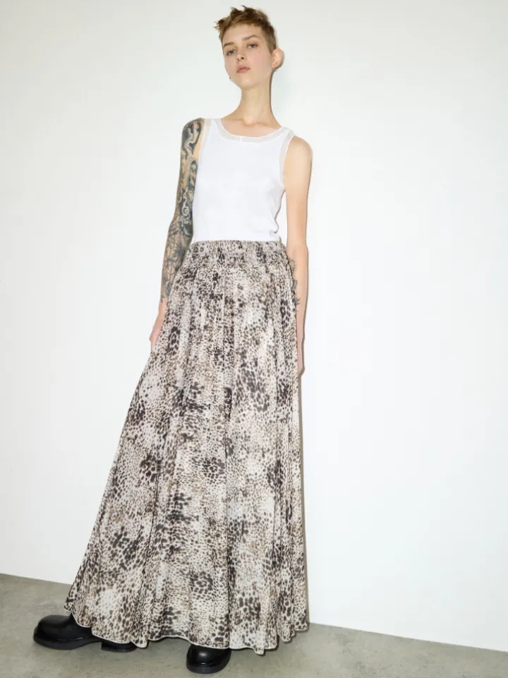 Spotted jersey circle skirt - cream