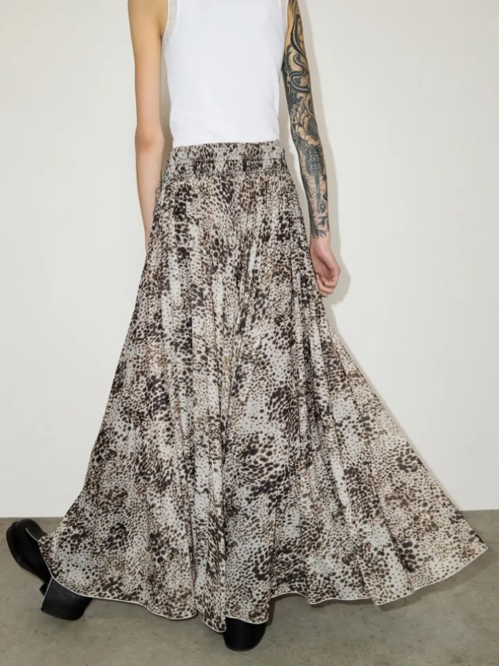 Spotted jersey circle skirt - cream