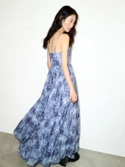 Spotted jersey maxi dress - light blue