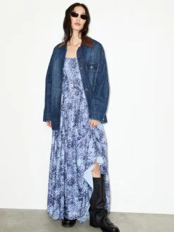 Spotted jersey maxi dress - light blue