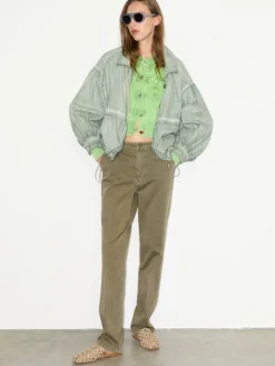 Stone-washed cotton cardigan - green