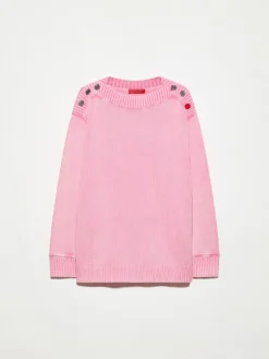 Stone-washed cotton jumper - pink