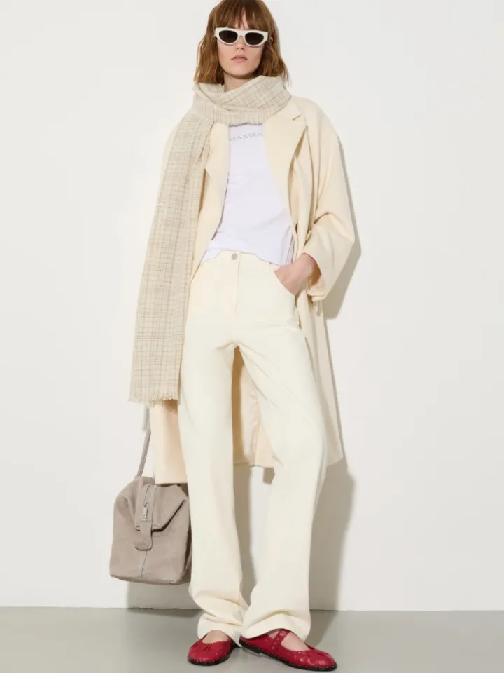 Straight-leg cotton-drill trousers - cream