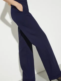 Straight-leg stretch trousers - navy