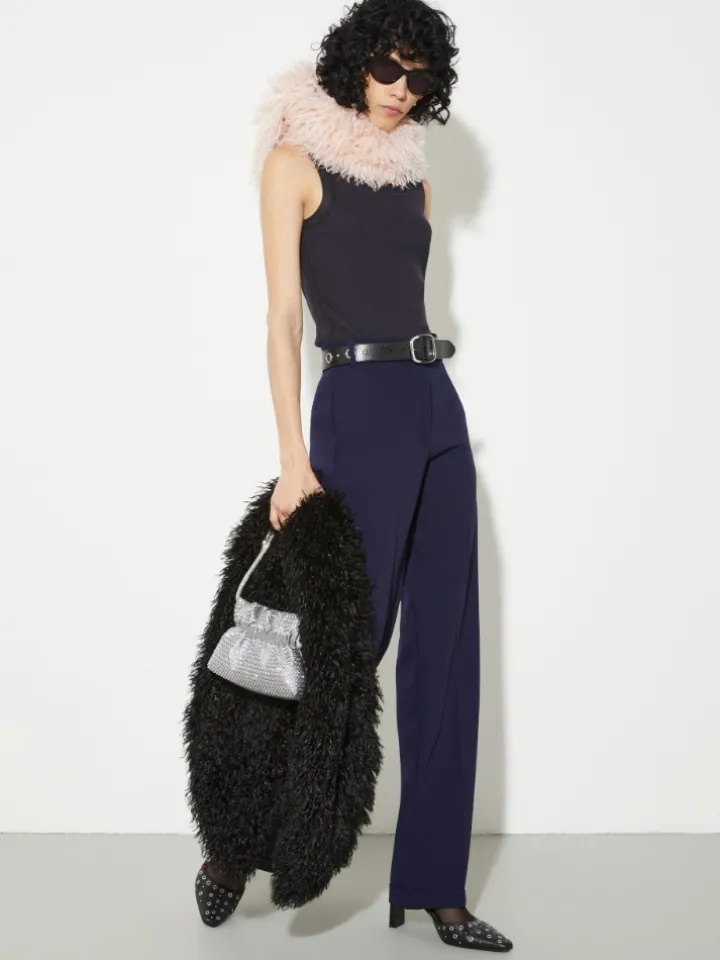 Straight-leg stretch trousers - navy
