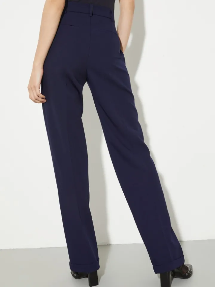 Straight-leg stretch trousers - navy
