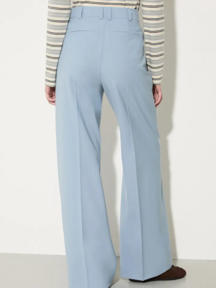Straight-leg wool-blend trousers - light blue