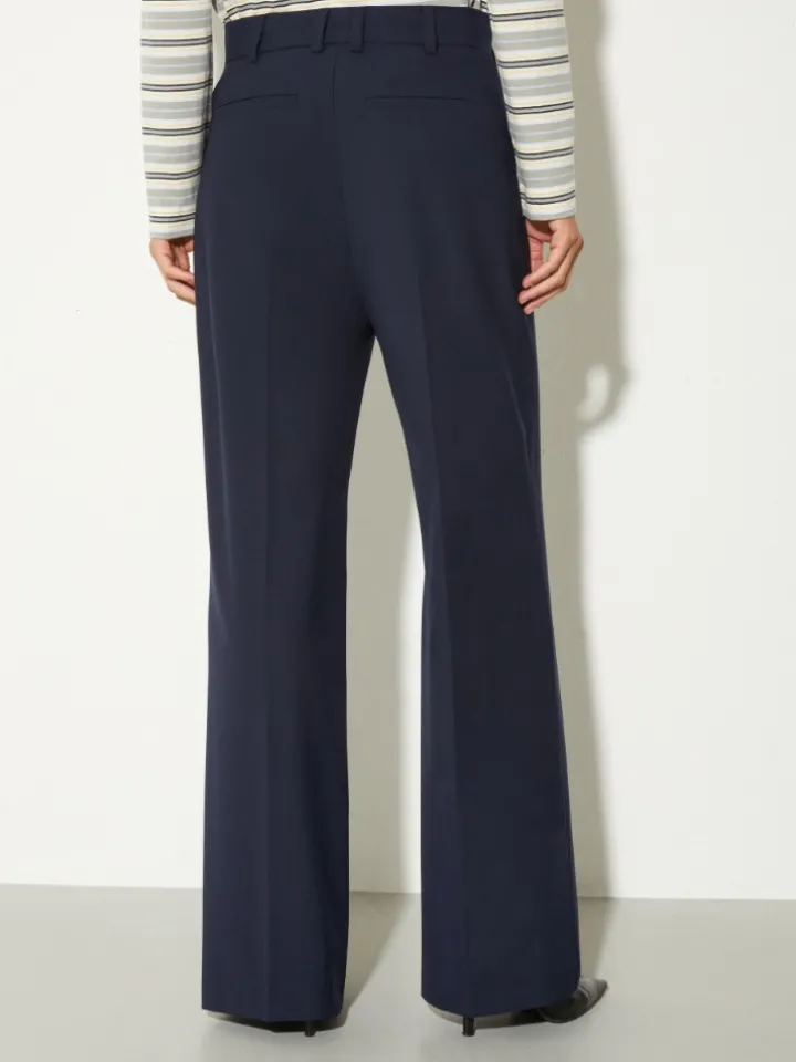 Straight-leg wool-blend trousers - navy