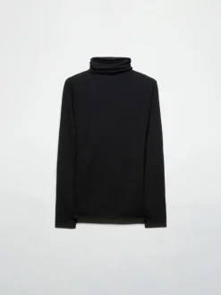 Stretch-tricot turtleneck - black