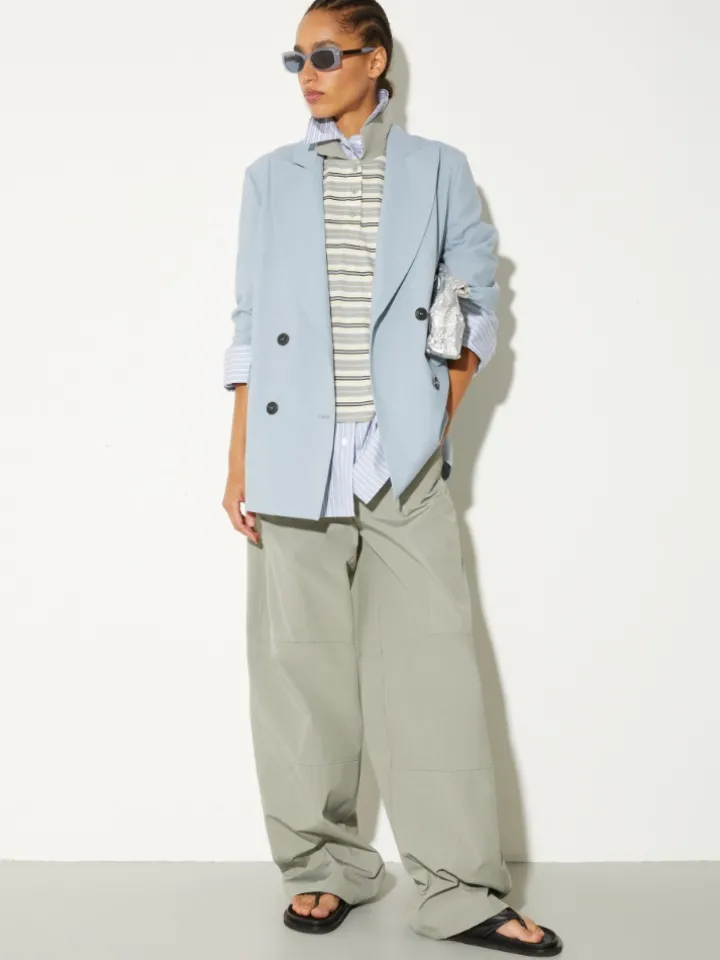 Striped cotton-jersey polo shirt - sage