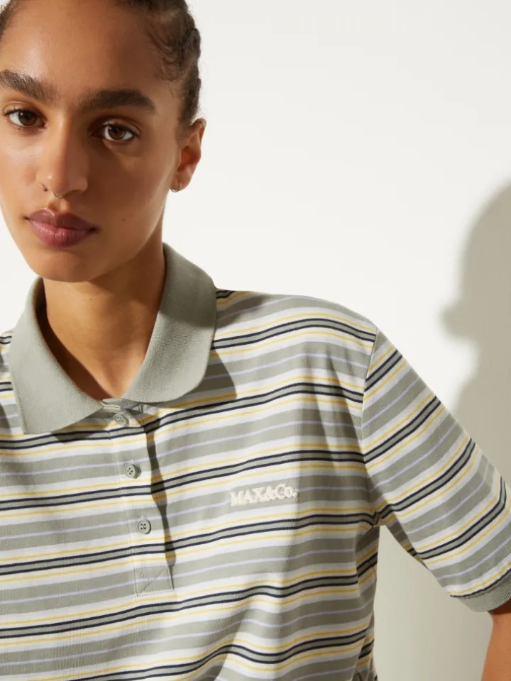 Striped cotton-jersey polo shirt - sage
